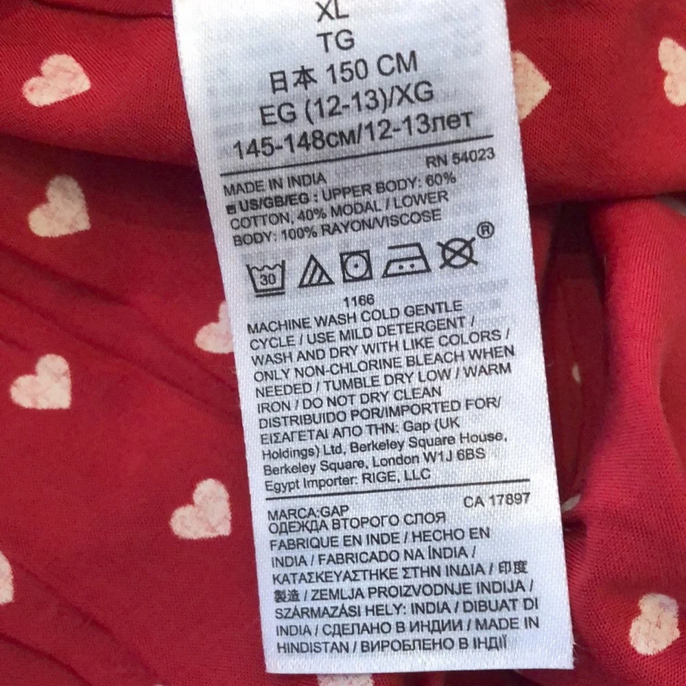 GapKids Red Skater Dress in Red and Hearts Print Size XL 12 Regular Girls